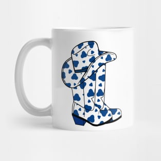 BLUE Cow Spots Cowboy Boots And Hat Mug